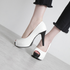 [GIRLS GOOB] Women's Pump Toe open Heels 10cm Synthetic Leather - Made in Korea